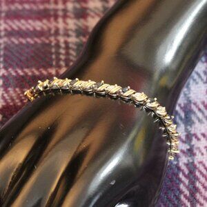 Blue and White Rhinestone Tennis Bracelet